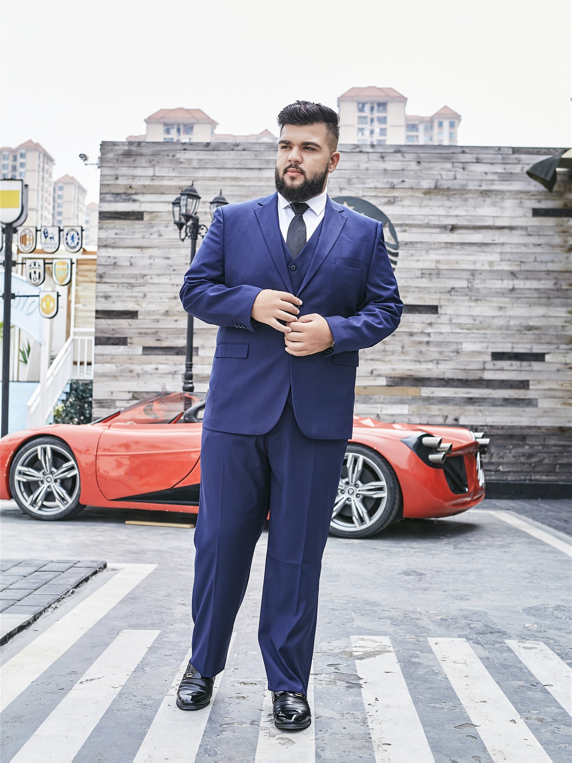 Мужской черный пиджак для формальных мероприятий, увеличенного размера, из тканого полиэстера