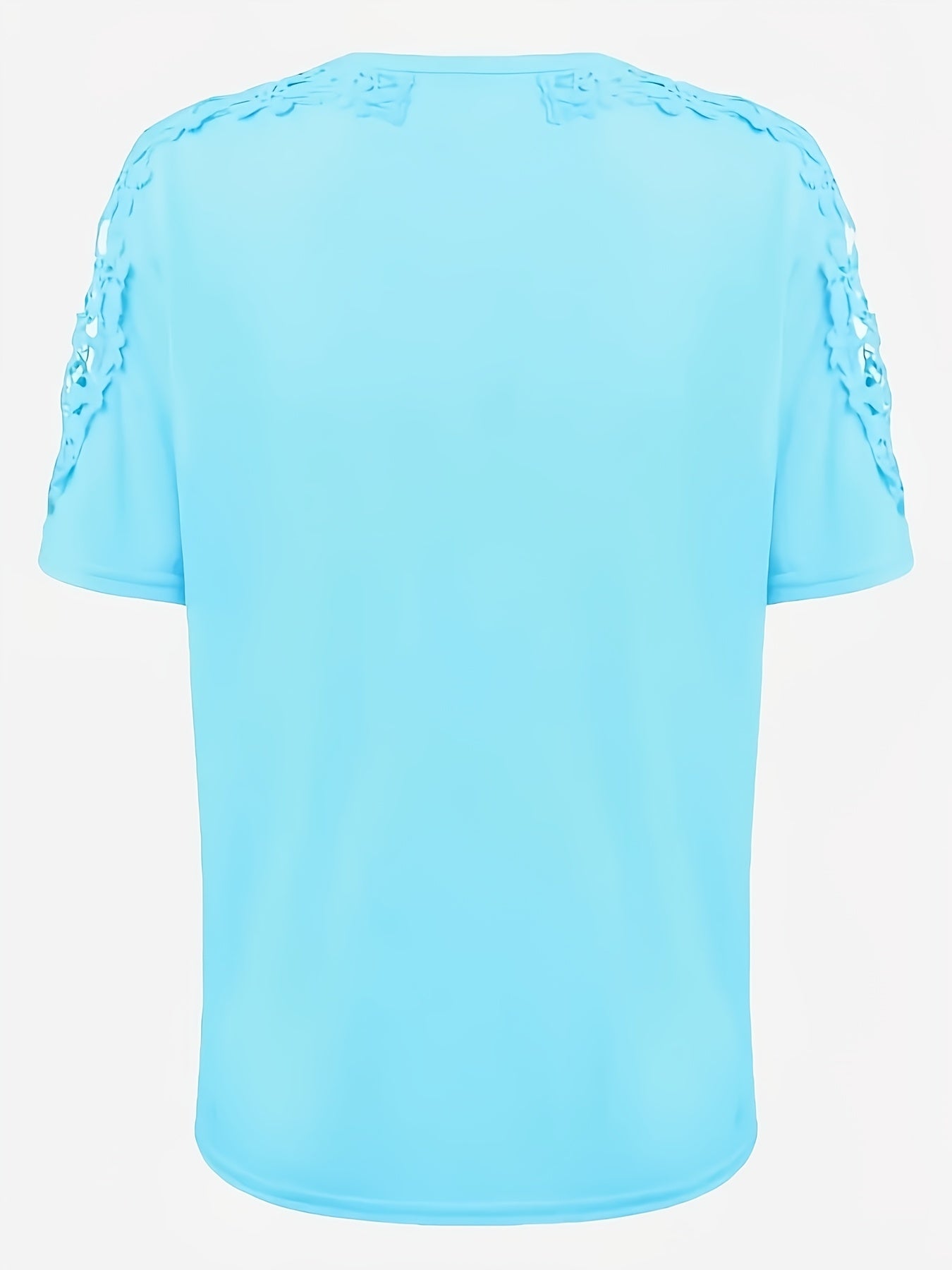 Women's Lace Trim Short Sleeve T-Shirt Breathable Polyester Casual Top