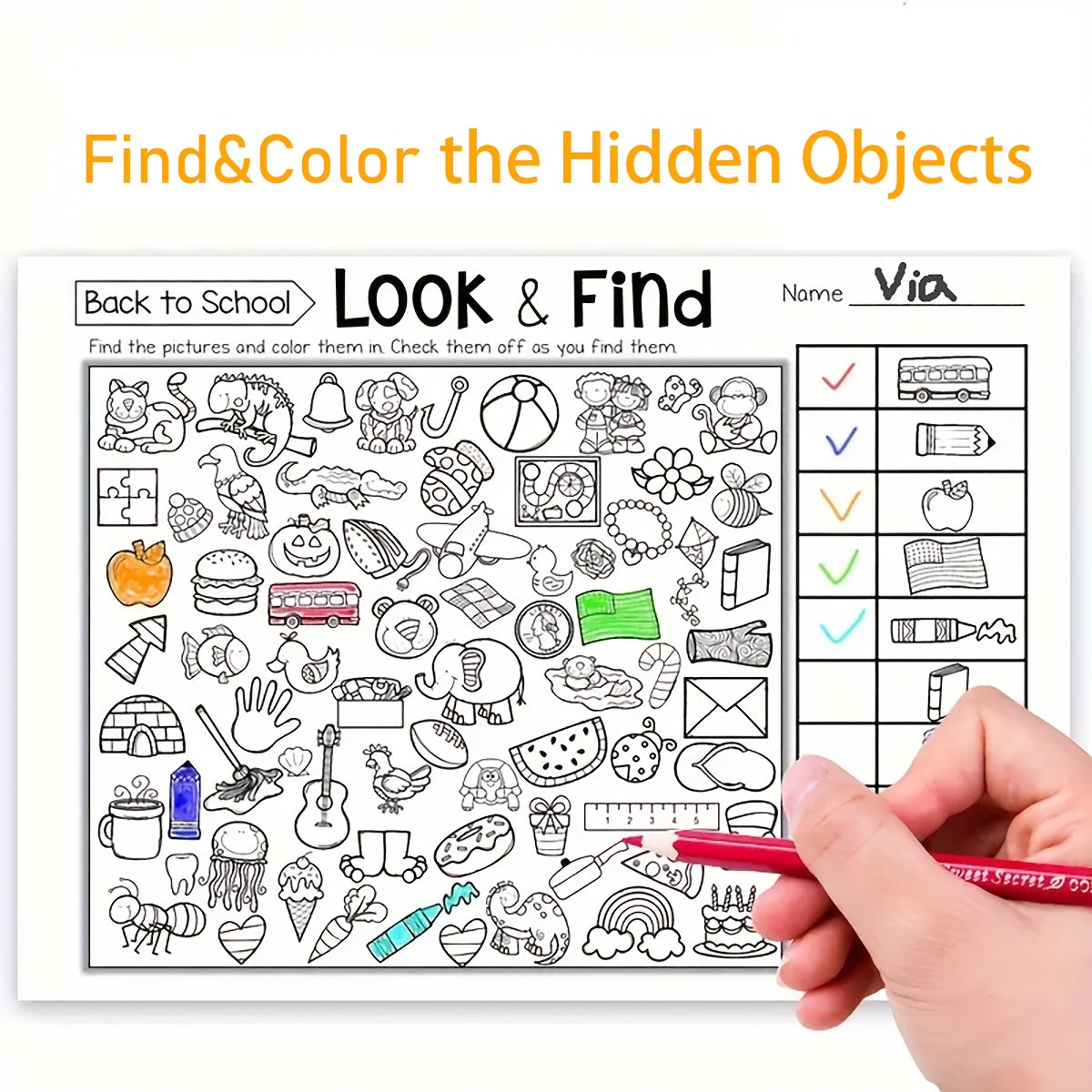 Children's Hidden Object Book for Focus Attention Observation Skills Interactive Activity