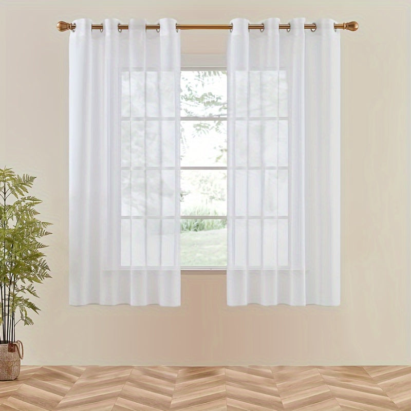 Set of 2 Sheer Grommet Top Curtains for Living Room Bedroom Kitchen