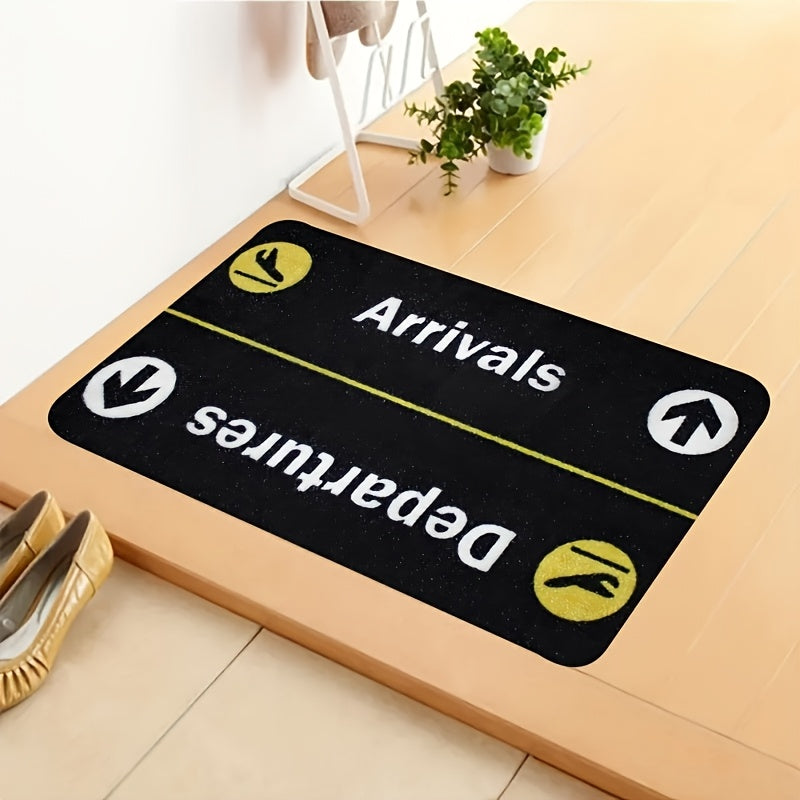 Arrivals Departures Flight Doormat Non-Slip Stain-Resistant Polyester Rectangle