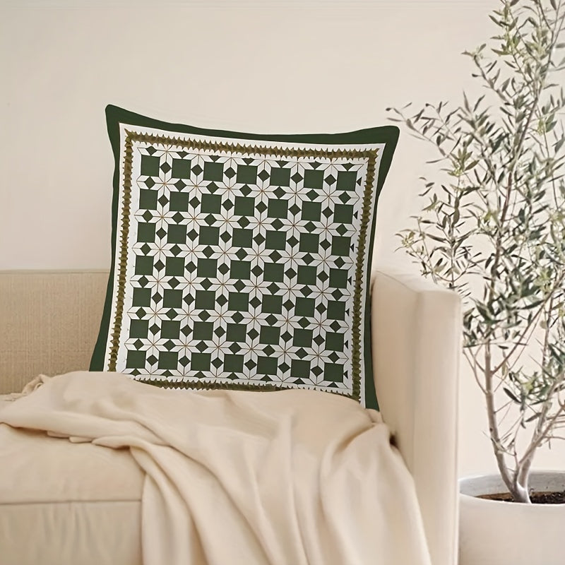 Geometric Green Throw Pillow Cover 44.96x44.96cm Reversible Polyester with Zipper