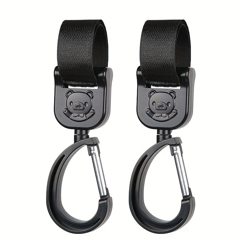 Baby Stroller Hooks 2 Pack, Rotating Car Hanging Buckle Accessories for Bags