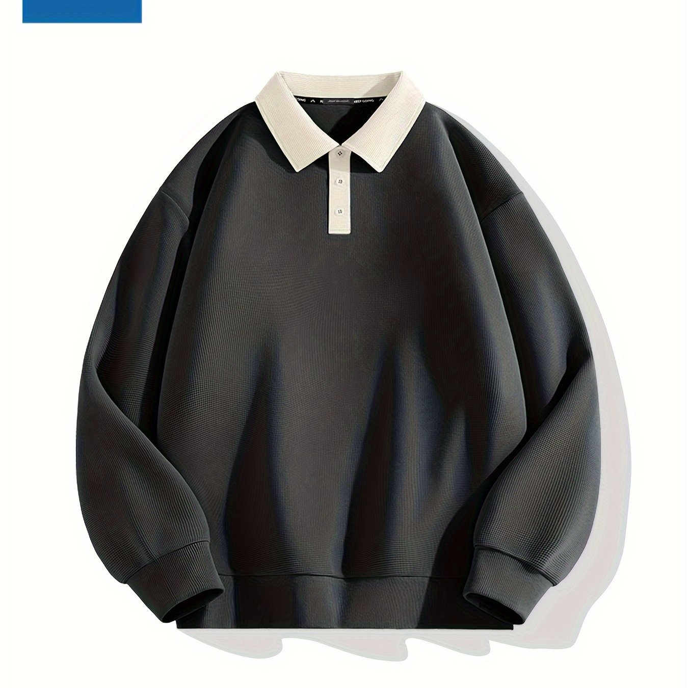 Men's Polo Shirt Sweatshirt Long Sleeve Solid Waffle Knit Polyester Spandex