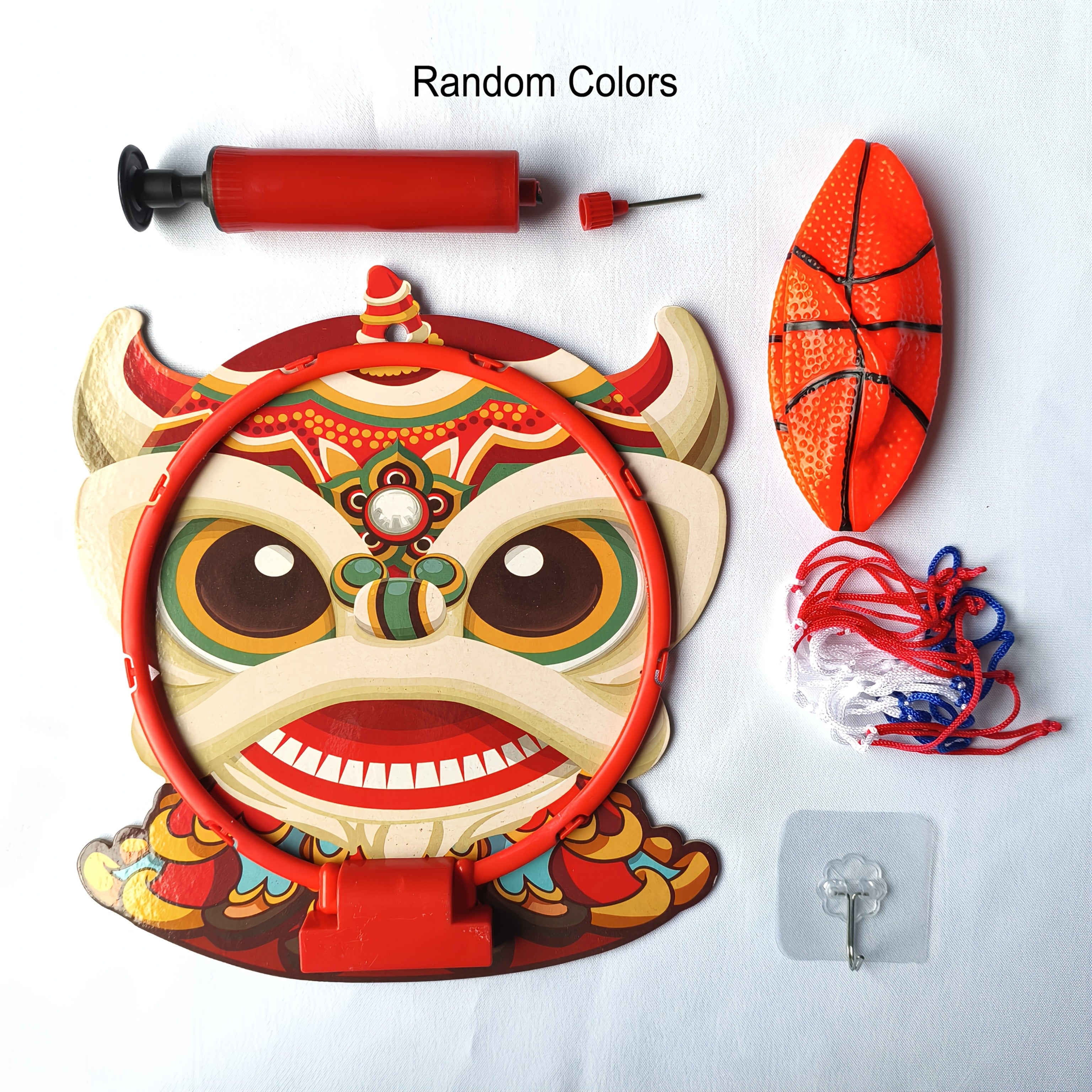 Conjunto de aros de baloncesto con temática de animales para niños para juego en interiores y exteriores 3+ Rojo