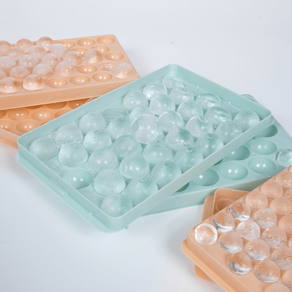 Plastic Pink and Blue Round Ice Cube Tray Mold for Freezer and Drinks