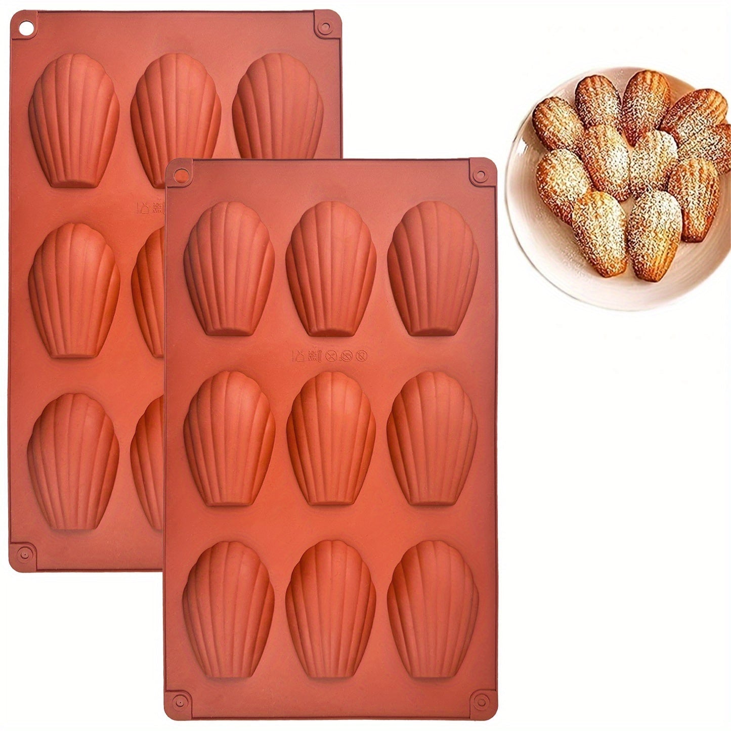 Silicone Madeleine Pan Set of 2 Nonstick Cookie Mold 9 Cavities Baking Supplies