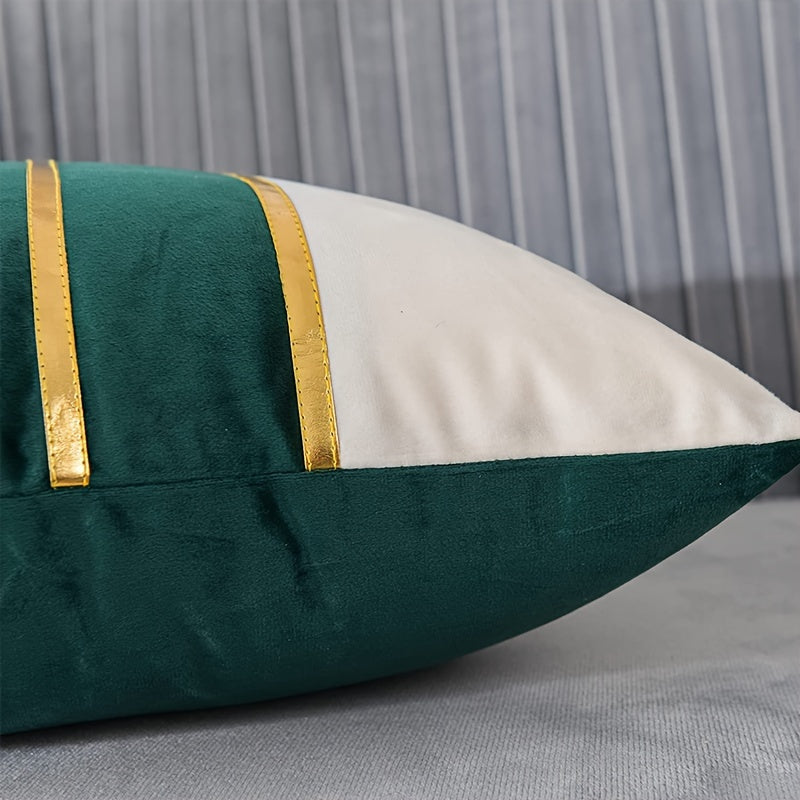 Золотистый бархатный квадратный чехол для подушки с тиснением - мягкий и роскошный, подходит для декора дома, спальни, автомобиля и гостиной (в комплект не входит наполнитель для подушки) - 2 штуки