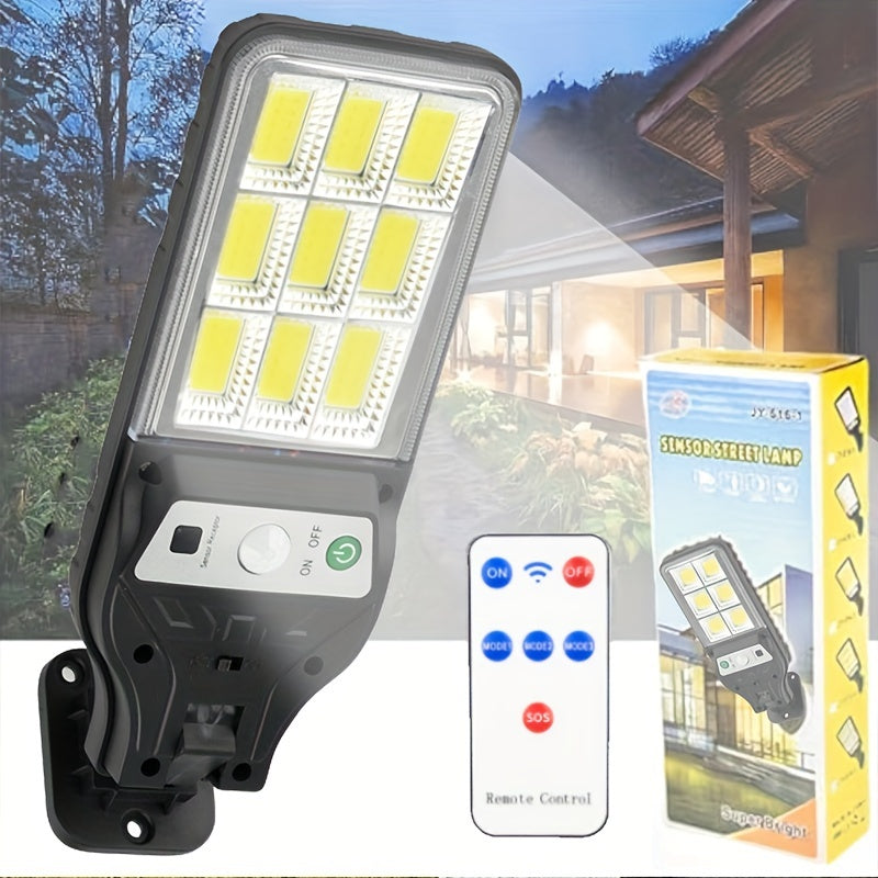 Solar-Powered Wall Light with Motion Sensor 3 Lighting Modes Remote Control Outdoor Patio