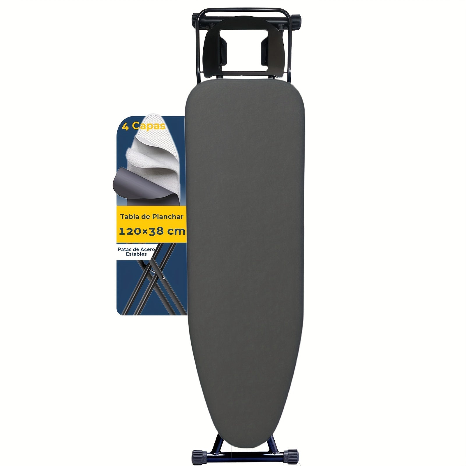 Регулируемая гладильная доска с подставкой, компактный дизайн, 119,99 x 38,0 см - складная для удобного хранения, изготовлена из прочной легированной стали