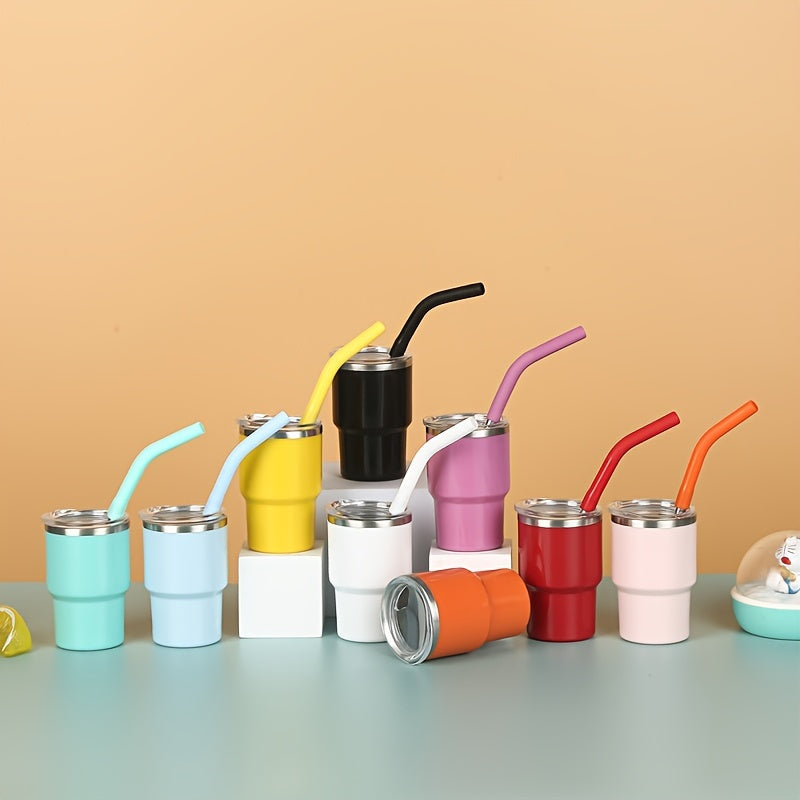 Vasitos de acero inoxidable con tapas y pajitas 9-pack para uso en casa y bar