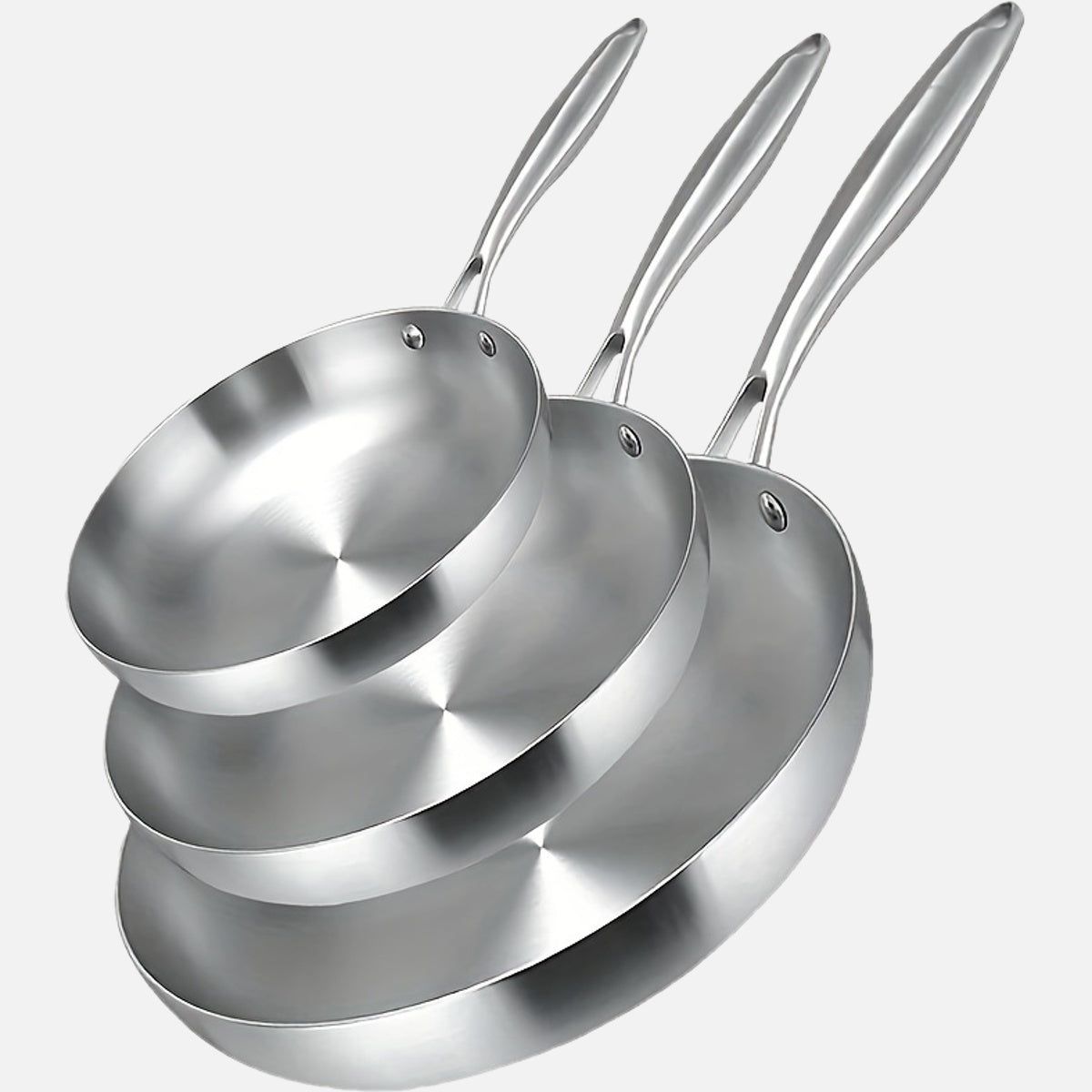 Stainless Steel Frying Pan for Cooking Steak Non-Stick Gas and Induction Compatible