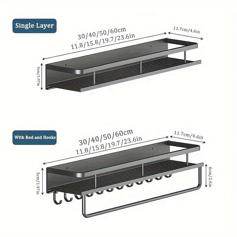 Estante de almacenamiento para especias de montaje en pared, estante para cocina y baño sin perforaciones