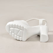 Women's Solid Color Ankle Buckle Strap Sandals with Chunky Heel and Platform Sole