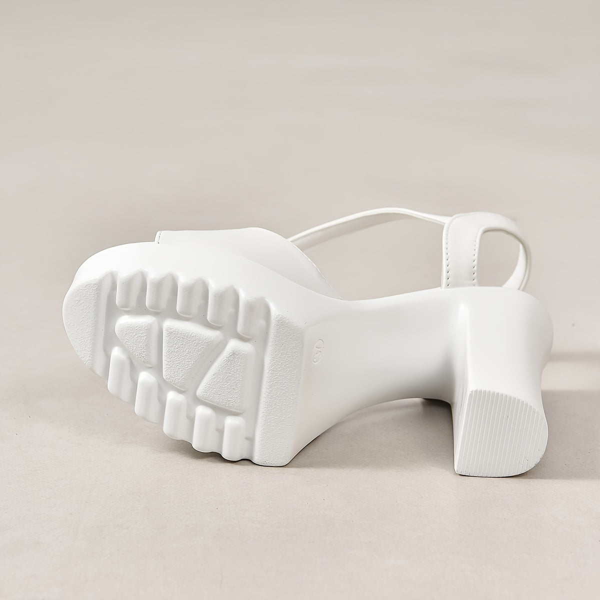 Women's Solid Color Ankle Buckle Strap Sandals with Chunky Heel and Platform Sole