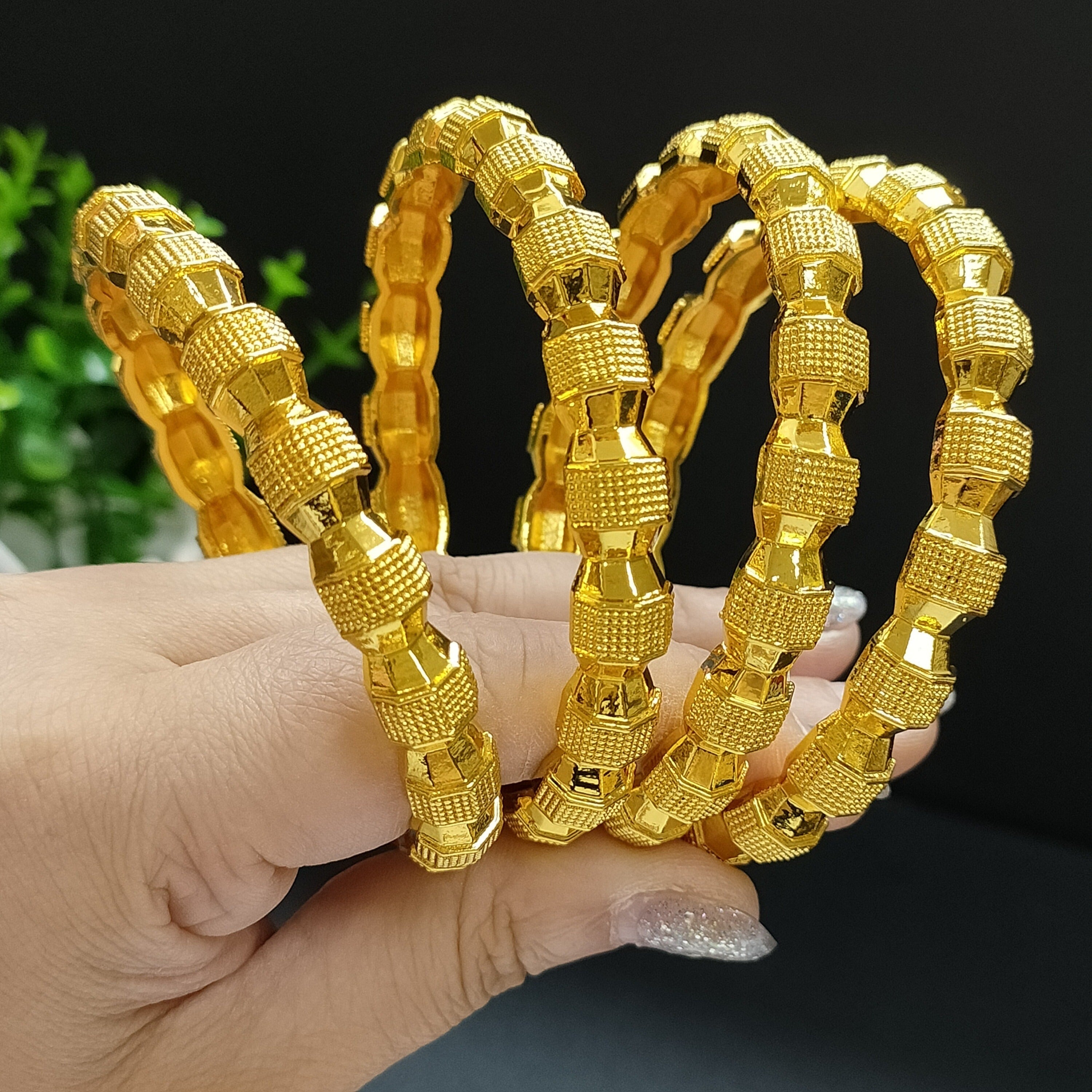 Women's Gold Bangle Bracelets Set for Wedding or Holiday Gift