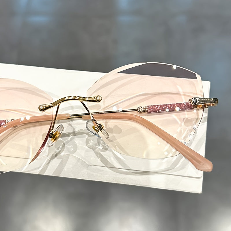 Розовые градиентные очки для чтения с кошачьим глазом и без оправы для женщин +1.0 до +4.0