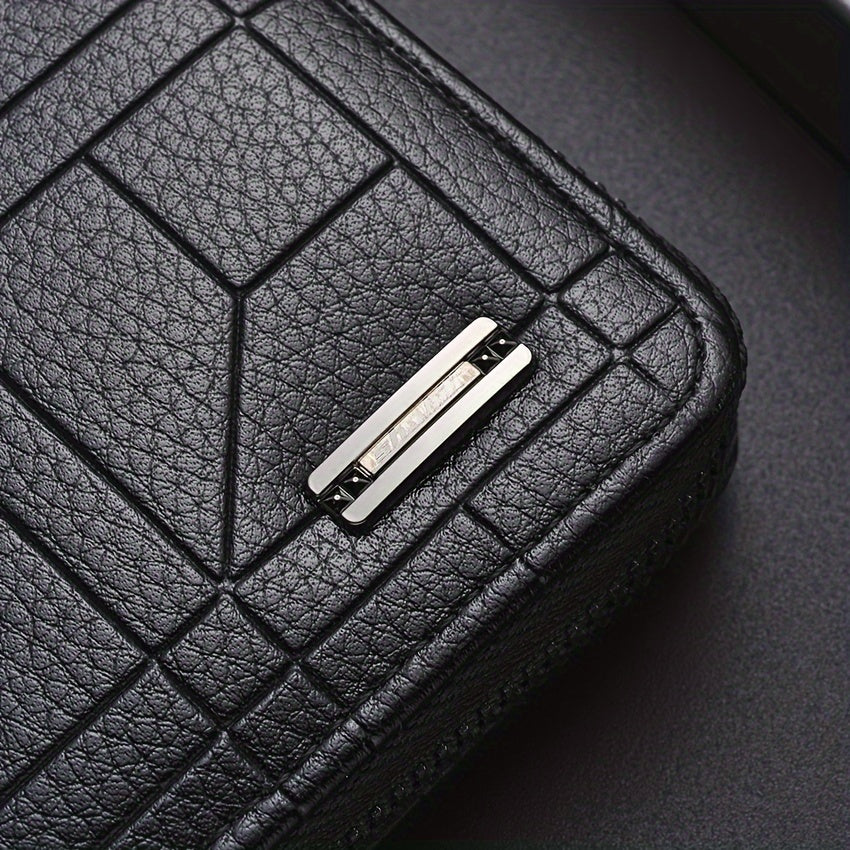 Мужской черный кошелек из искусственной кожи с большой вместимостью, держатель для нескольких карт и дизайном с буквами