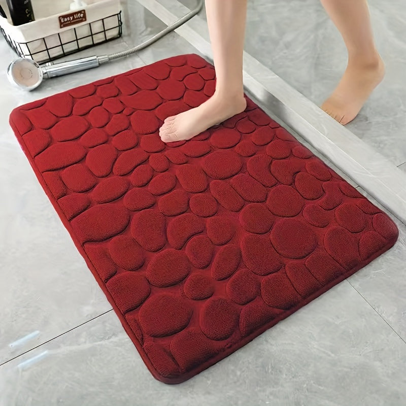 Coral Velvet Bath Mat Gray Pebble Non-Slip Ultra Absorbent 40x60cm Modern Bathroom