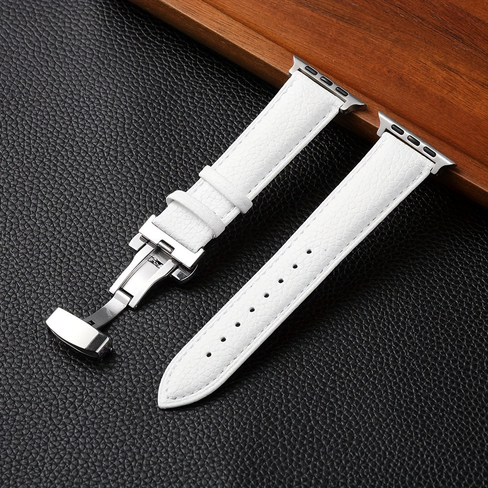 Litchi Pattern Synthetic Leather Watch Band for Apple Watch 38mm 45mm
