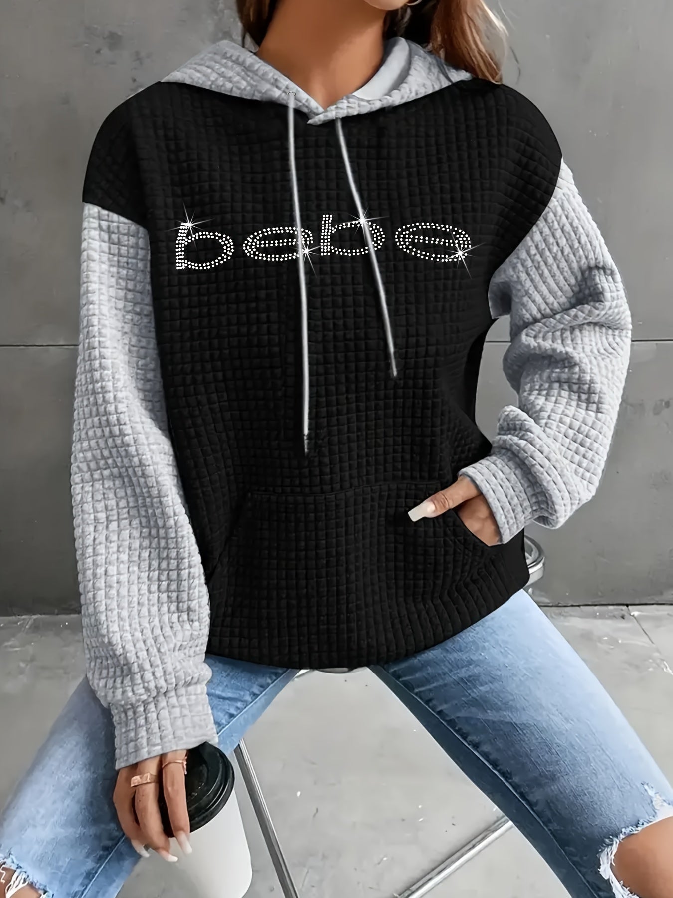 Women's Waffle Hoodie Sweatshirt Large Warm Spring Machine Washable