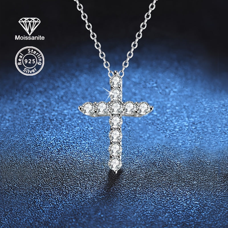 Women's Sterling Silver Cross Necklace with Mozambique Diamonds for Casual and Formal Wear