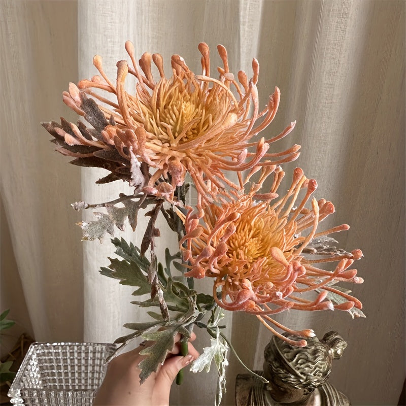 Artificial Chrysanthemum Flower with 2 Blooms for Weddings Home Decor and Photography Props