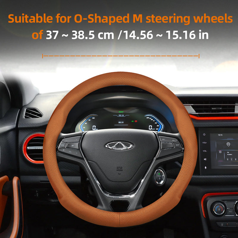 Universal Leather Steering Wheel Cover Breathable Thin Car Accessory Black Burgundy Brown