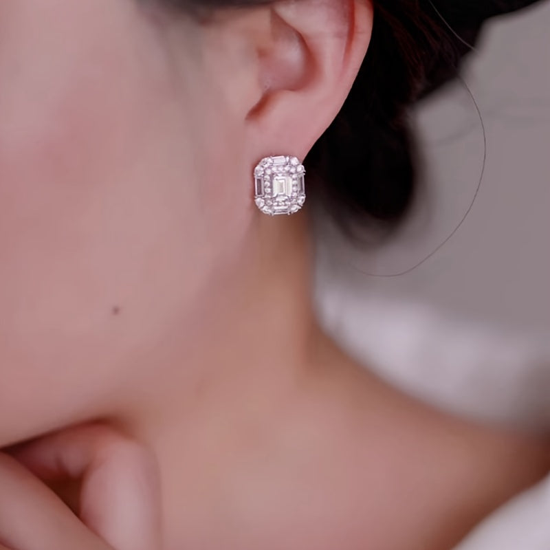 Rectangular Zirconia Earrings for Brides and Special Occasions