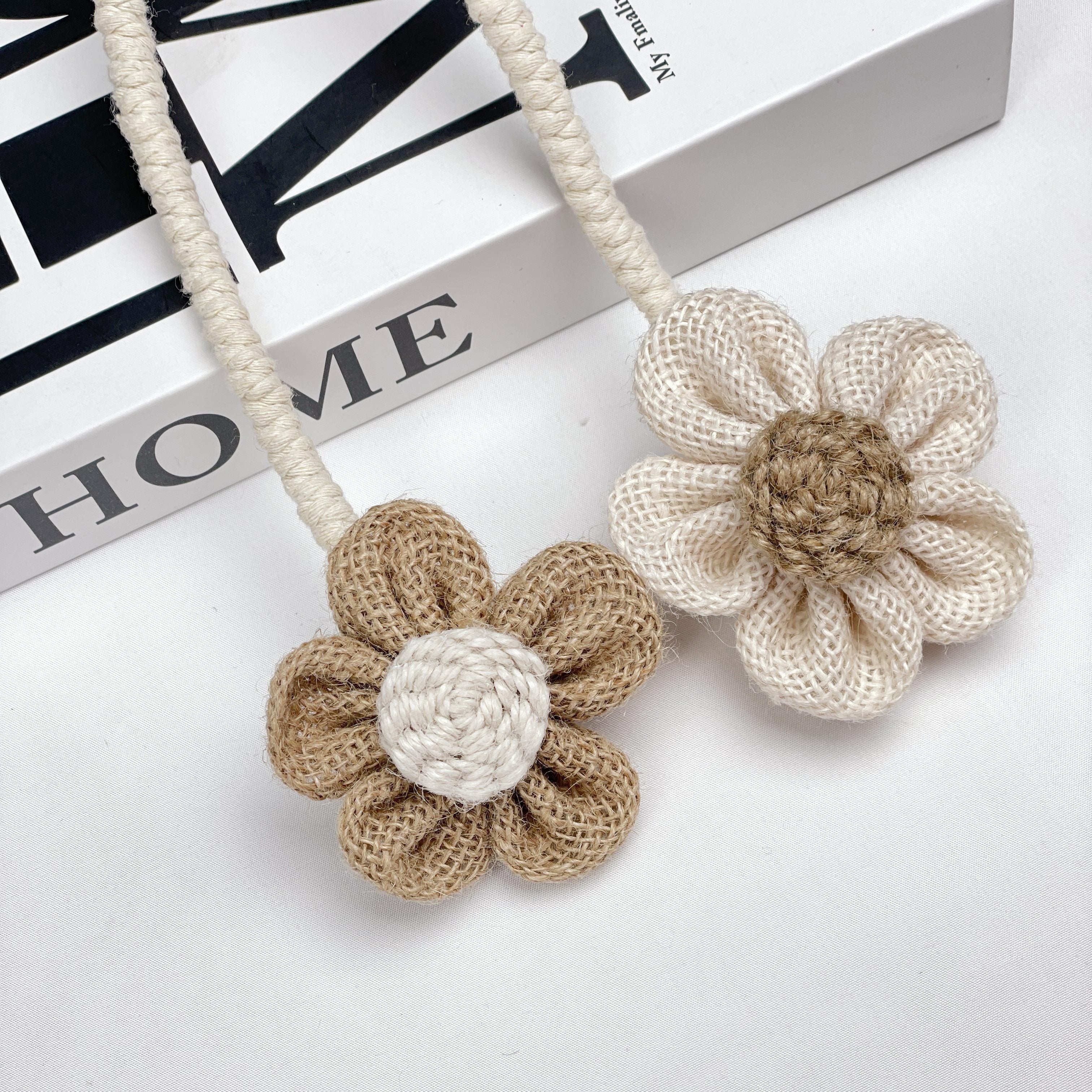 Multipack Handcrafted Flower Knot Curtain Tiebacks Cotton Linen Home Decor