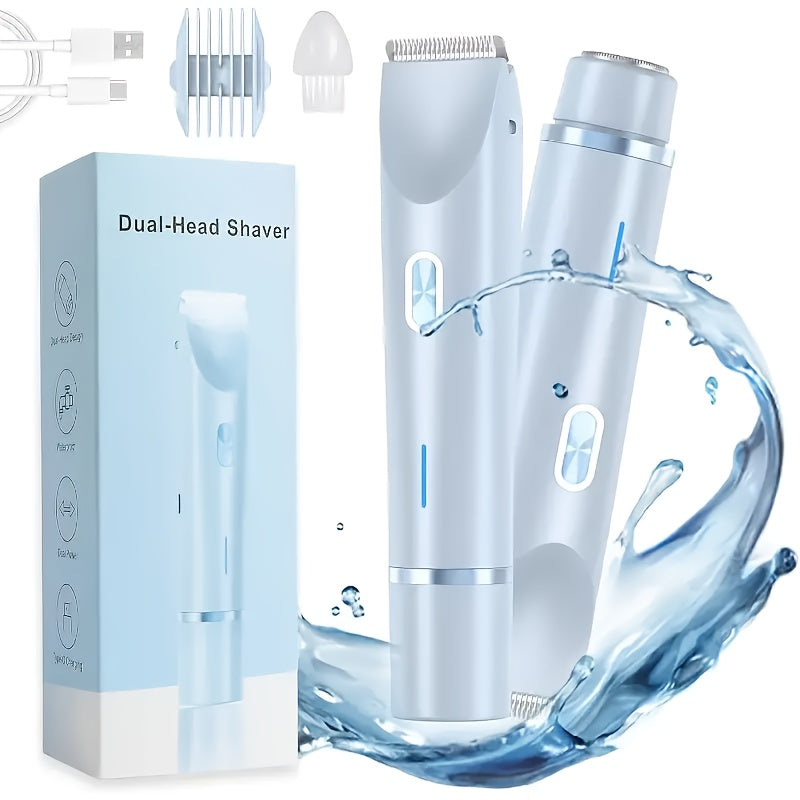 Women Electric Shaver and Epilator Pink White Dual Head Rechargeable Portable