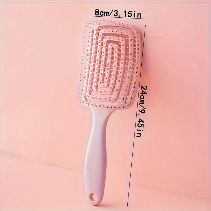 Large Curved Hair Comb with Rubber Bristles for Volume and Scalp Massage