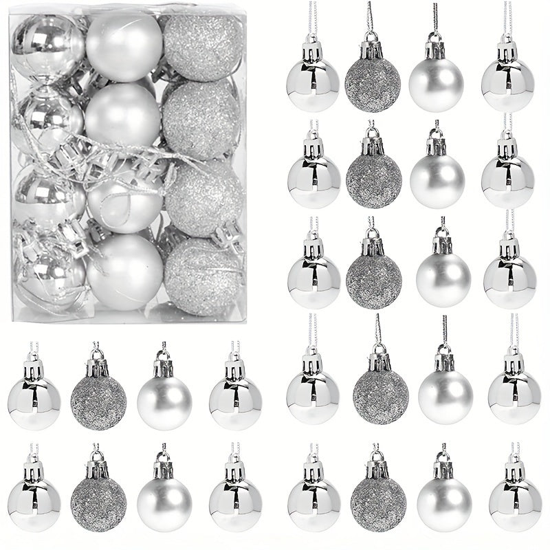 24-Piece Mini Shatterproof Christmas Tree Ornaments for Party Decorations