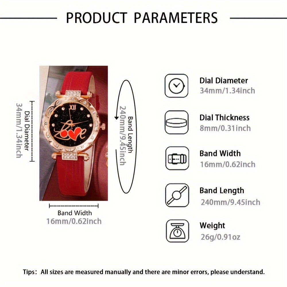 Women's Watch and Jewelry Set for Mother's Day with Rhinestone Accents