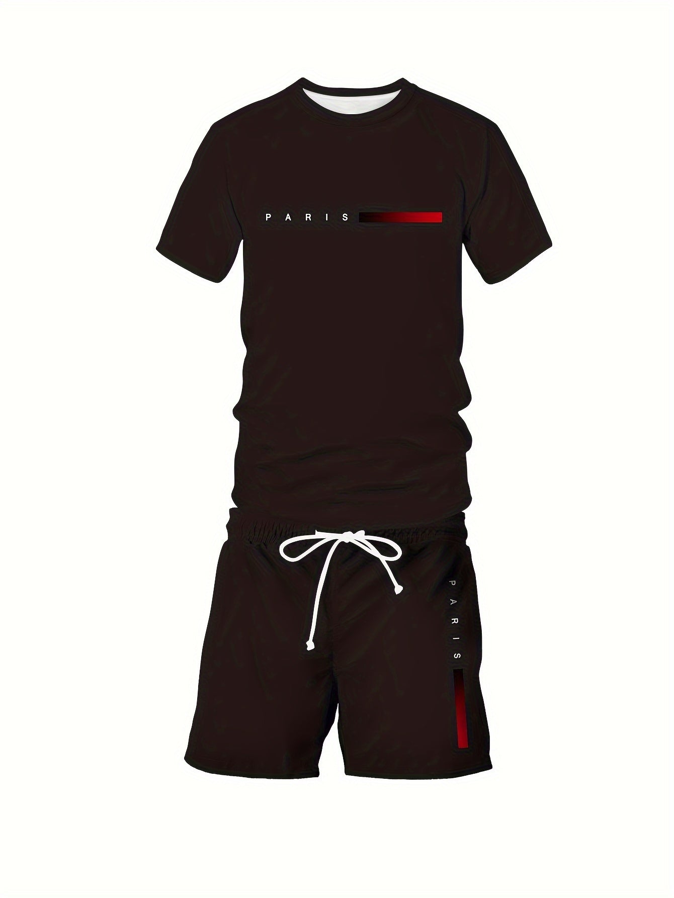 Plus Size Men's Sportswear Set with Graphic Print T-Shirt and Shorts for Summer Outdoor Activities