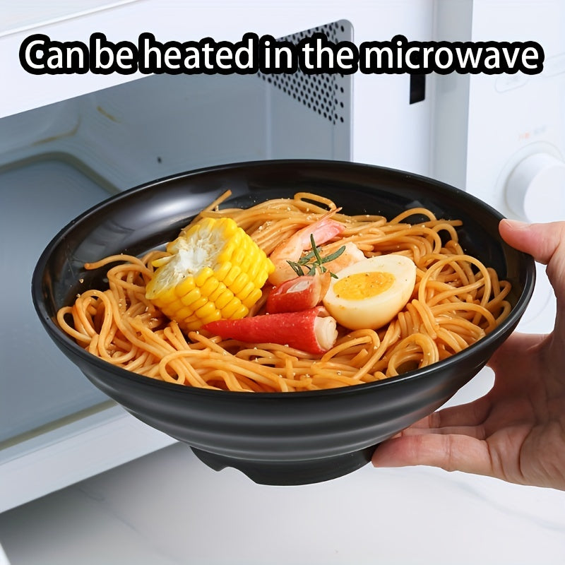 Unbreakable Black Ramen Bowl Set with Spoon Large Dishwasher Safe Microwave Safe