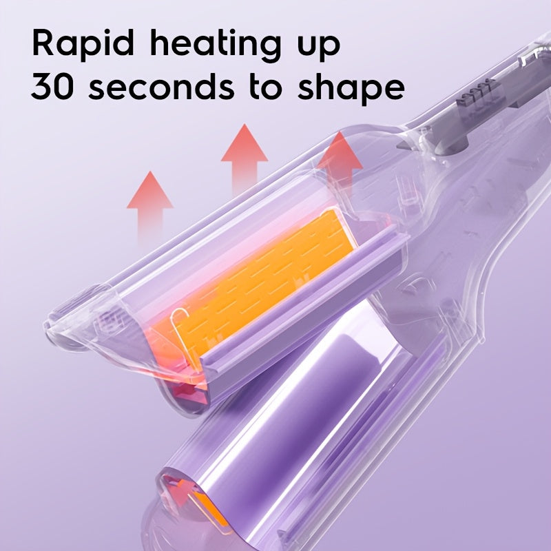 Women Ceramic Hair Waver with 32mm Dual Barrels for Wide and Deep Waves