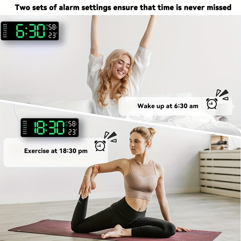 Katta ekran LED soat vaqti, hafta, harorat, namlik, signal, devorga o'rnatish yoki stol uchun