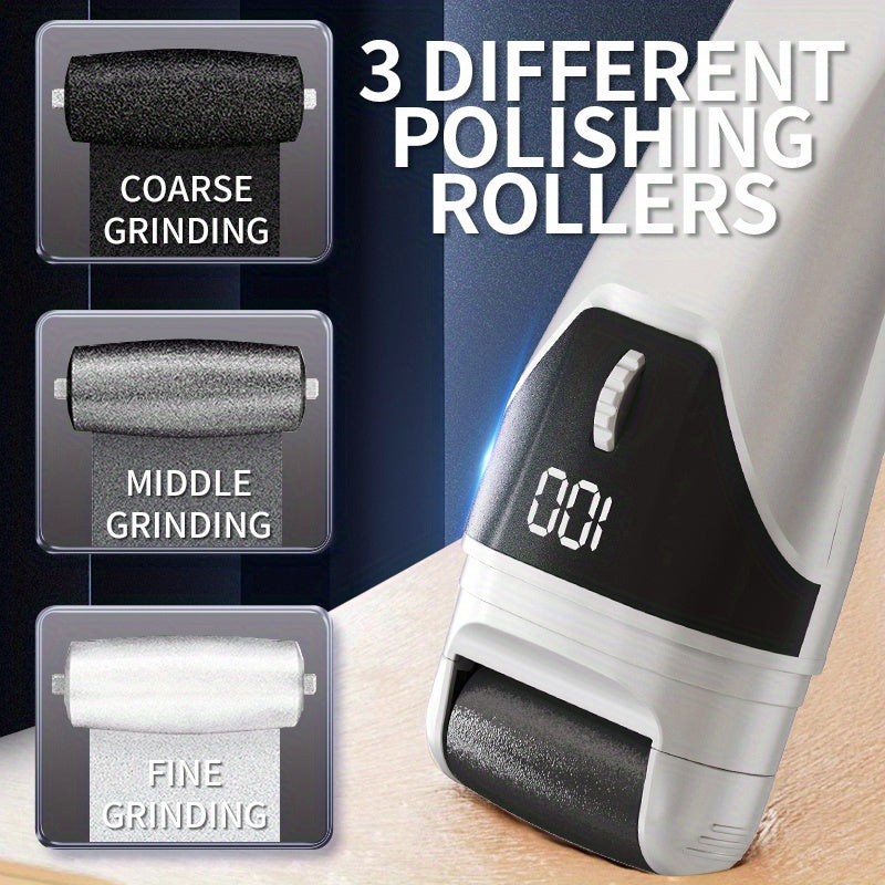 Portable Electric Foot Grinder Rechargeable Lithium Battery USB Charging Multiple Grinding Heads Built-in Light Adjustable Settings