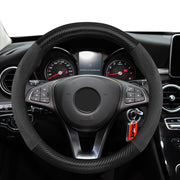 Velvet Carbon Fiber Texture Steering Wheel Cover 15-Inch Non-Slip Sport