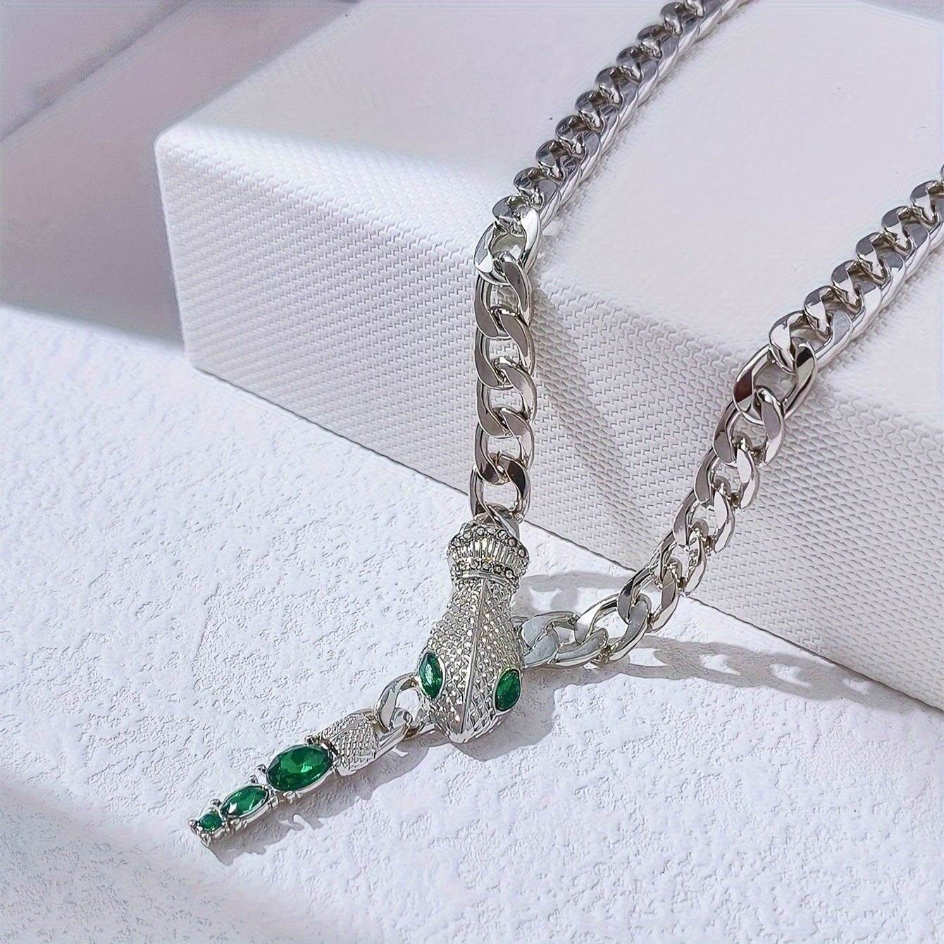 Women's Snake Pendant Necklace with Rhinestones Zinc Alloy Clavicle Chain