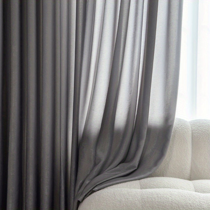 Gray Velvet Curtain for Privacy and Home Decor Semi-Sheer Rod Pocket 1 Piece