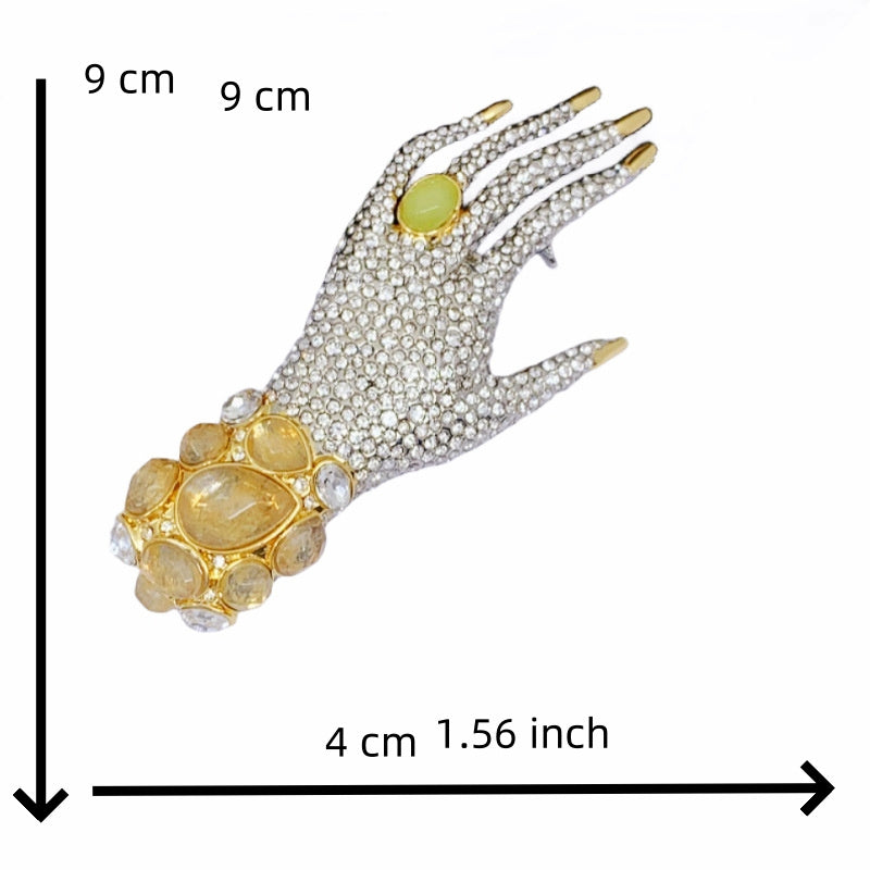 Unisex Crystal Brooch Pin with Rhinestone Accents and Heavy Industry Design