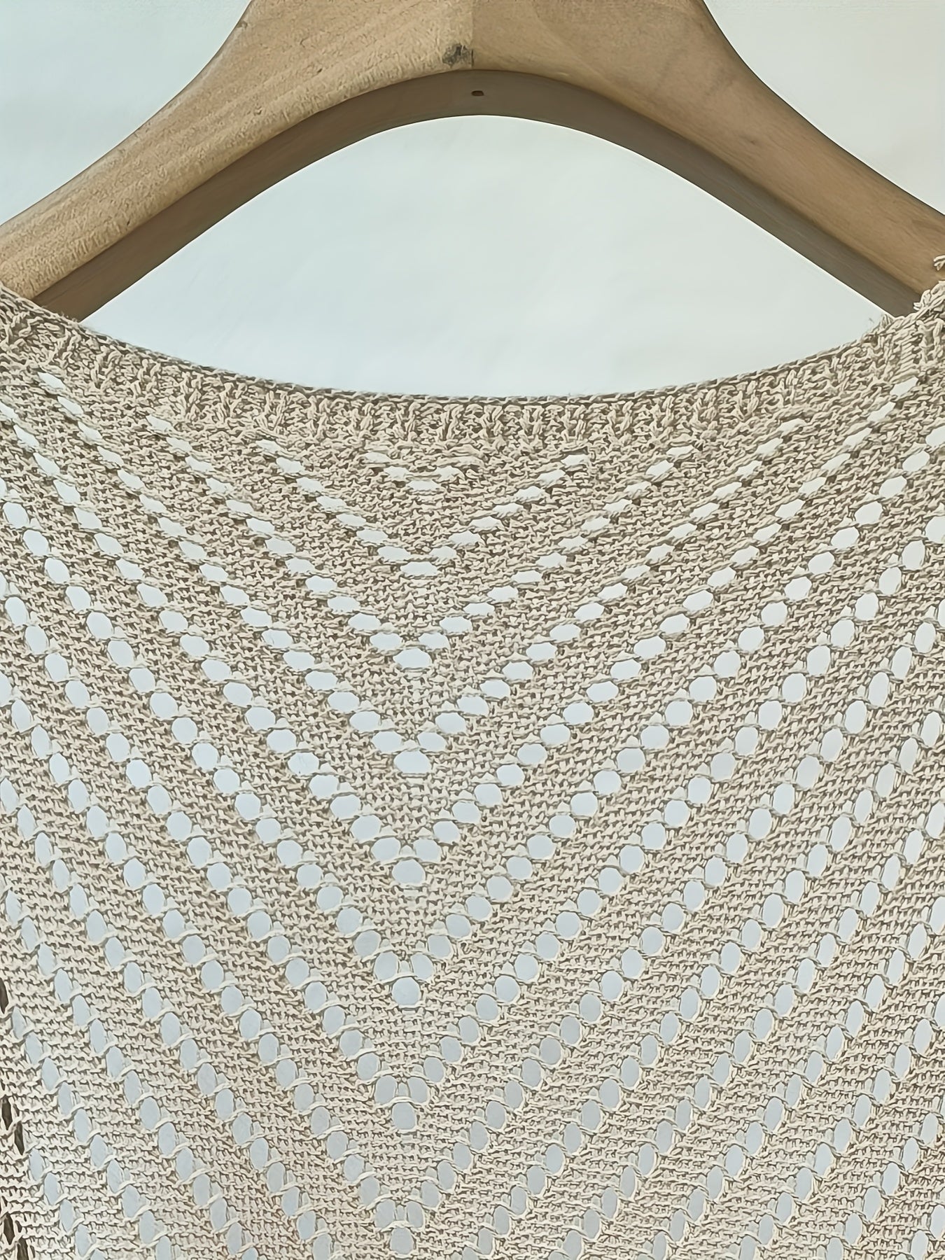 Plus Size Women's Crochet Cardigan Light Beige Open Front Short Sleeve Summer Casual