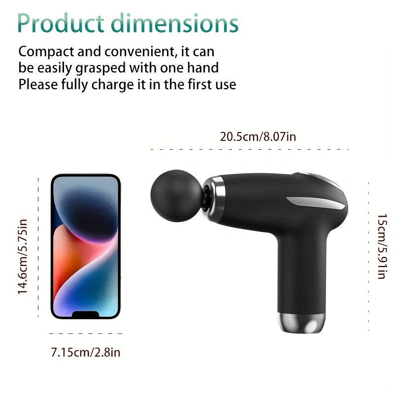 Ручной портативный электрический массажер с удобной рукояткой и шестью режимами для всестороннего массажа. Оснащен мощным мотором, беспроводным дизайном и простым управлением для удобства использования в любом месте.