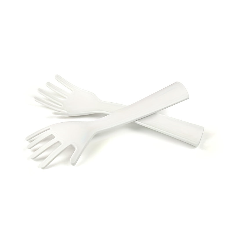 Juego de 2 tenedores para ensalada con forma de mano, utensilios de cocina de material PP duradero