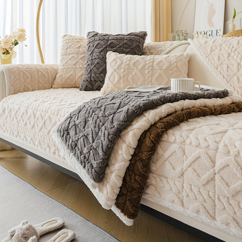 Плюшевый мягкий диванный подушечка для 1-4 местных диванов, нескользящая, моющаяся в машине, дружелюбная к питомцам