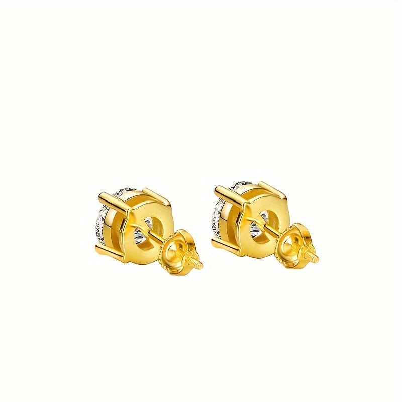 Gold Plated Moissanite Stud Earrings for Women Sterling Silver Copper Posts