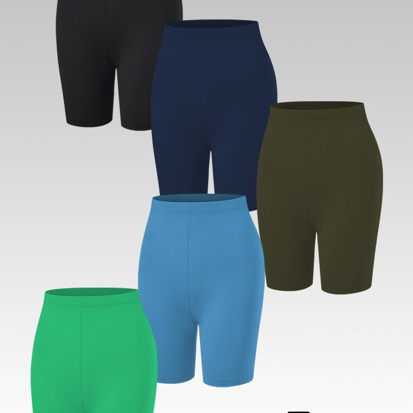 Plus Size Black High-Waisted Biker Shorts for Women, Stretchy Yoga Workout