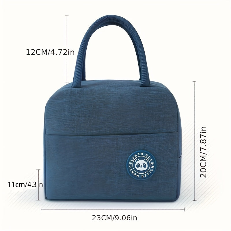 Большая ёмкость изолированная сумка для обеда, сделанная из оксфордской ткани с алюминиевой фольгой внутри, идеально подходит для студентов и активного отдыха, прямоугольная форма с инструкциями по ручной стирке.